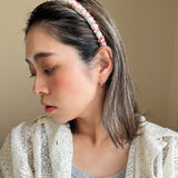 Tight Headband White Red Tweed