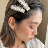 White Gold Tweed Studs Hair Clip