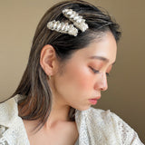 White Gold Tweed Studs Hair Clip