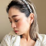 Tight Headband Black White Tweed No Studs