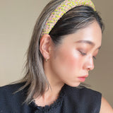 Slender Headband Green Pink Tweed No Studs