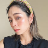 Slender Headband Green Pink Tweed No Studs
