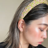 Slender Headband Green Pink Tweed No Studs