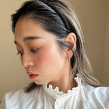 Tight Headband Black Satin Lace