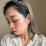 Narrow Studs Headband Dark Brown Pearl