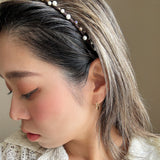 Narrow Studs Headband Dark Brown Pearl