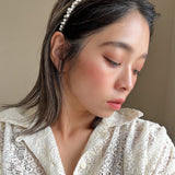 Narrow Studs Headband Gold Pearl