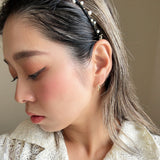 Narrow Studs Headband Black Pearl Studs