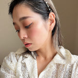 Narrow Studs Headband Black Pearl Studs