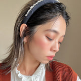 Slender Headband Black Lace Silver