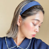 Blue Suede Thin Headband No Studs