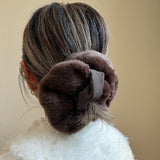Brown Mouton and Suede Ring Scrunchie