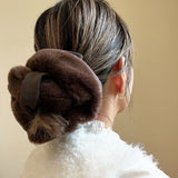 Brown Mouton and Suede Ring Scrunchie