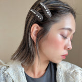 Greige Suede Silver Studs Hair Pin