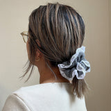 Dark Grey White Frills Scrunchie