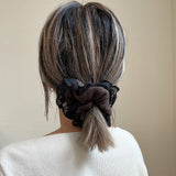 Brown Black Frills Scrunchie