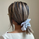 Grey White Frills Scrunchie