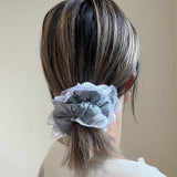 Grey White Frills Scrunchie