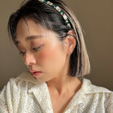 Gold Green Studs Headband