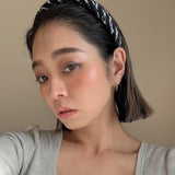 Slender Headband Navy Black Tweed No Studs