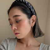 Slender Headband Navy Black Tweed No Studs