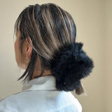 Black Fur Scrunchie
