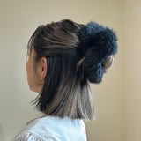 Black Fur Scrunchie