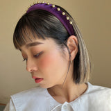 Purple Velour Gold Studs Slender Headband