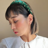 Green Velour Studs OG Headband