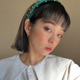 Green Velour Studs OG Headband