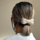 White Ribbon Jacquard Hair Pony