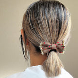 Brown Dot Gold Studs Hair Pony