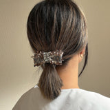 Brown Tweed Ribbon Hair Pony