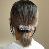 Pink Blue Tweed Ribbon Hair Pony