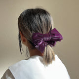 Big Ribbon Velour Purple Scrunchie