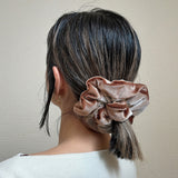 Brown Beige Velour Scrunchie