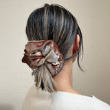 Brown Beige Velour Scrunchie