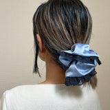 Blue Navy Satin Scrunchie