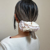 White Pink Satin Scrunchie