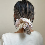 White Pink Satin Scrunchie