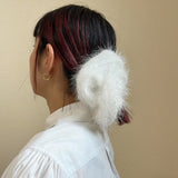 White Shaggy Scrunchie
