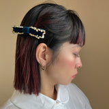 Velvet Navy Barrette