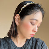 Narrow Headband Navy Gold Mix