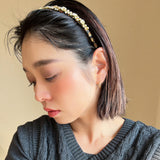 Narrow Headband Navy Gold Mix