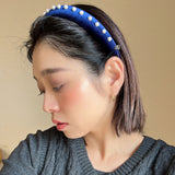 Slender Headband Velour Navy Pearl
