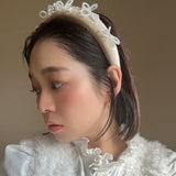 OG Headband Velour Beige Ribbon