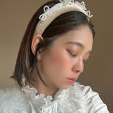 OG Headband Velour Beige Ribbon