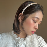 Tight Headband Velour Beige Studs