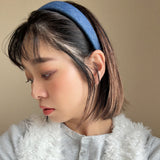 Thin Headband Blue Denim No Studs