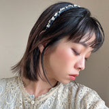 Narrow Denim Headband Indigo Silver